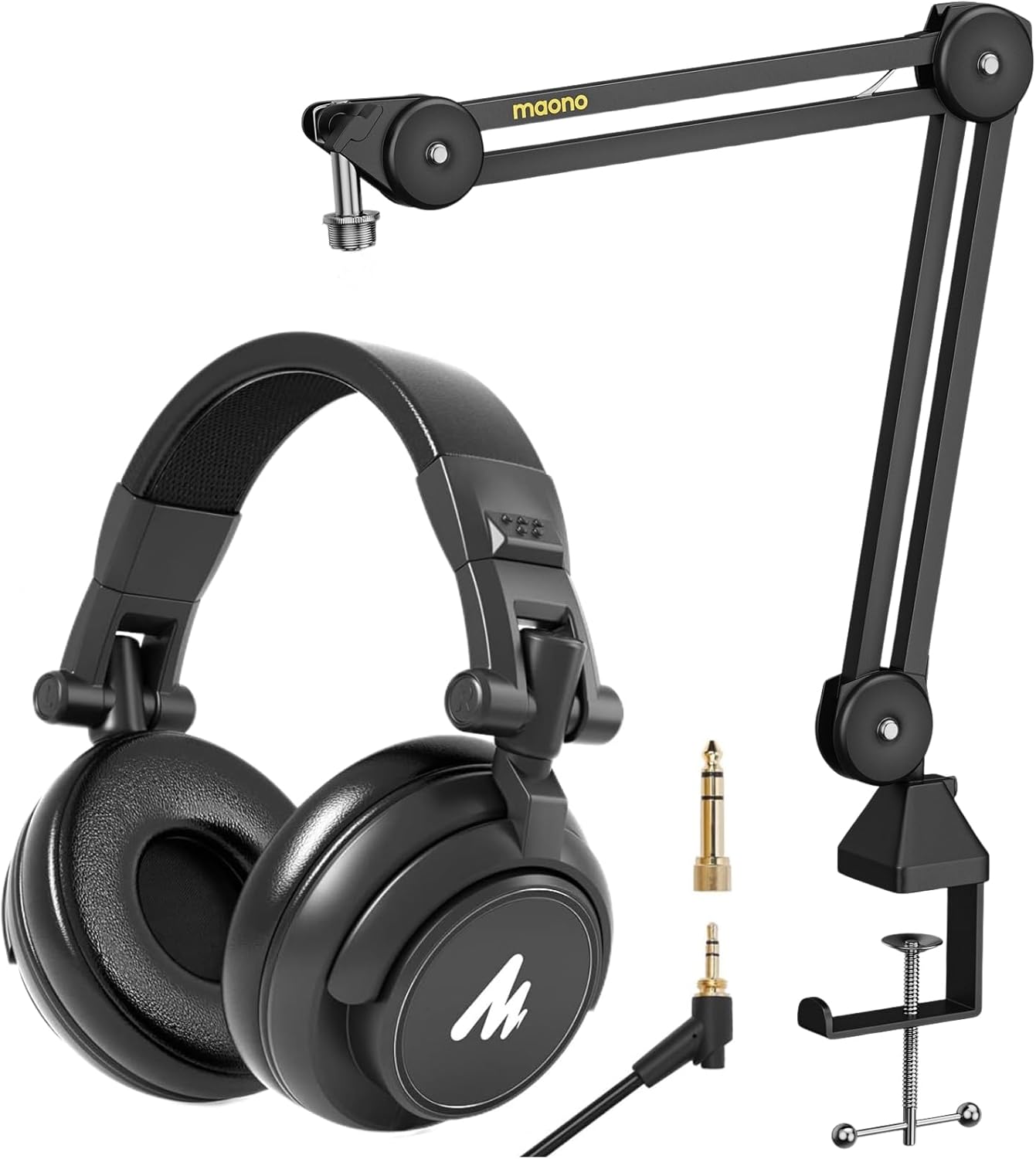 MAONO Microphone Boom Arm with MAONO 50MM Drivers Studio Headphone(BA37+AU-MH601)