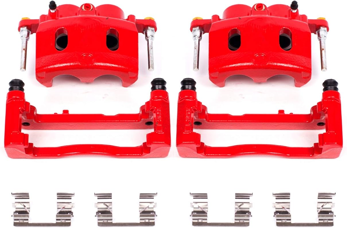 Power Stop S4918A Front Pair of High-Temp Red Powder Coated Calipers For Cadillac Escalade XTS Chevy Silverado 1500 Suburban 1500 Tahoe Savana 1500 Sierra 1500 Yukon [Application Specific]