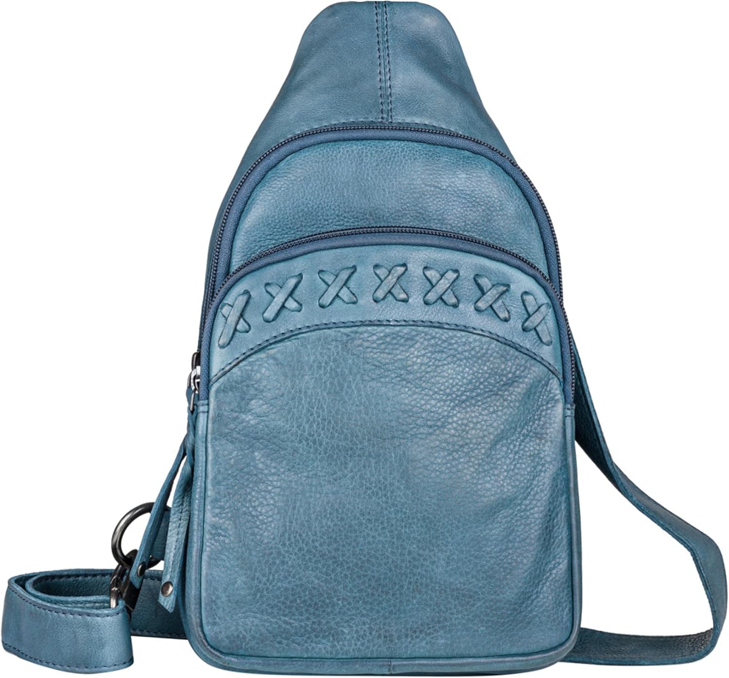 Taylor Leather Unisex Tactical Gun Holster Sling Backpack - Medium Frame Handgun -Two locking concealment pockets with Locking Zippers and Universal Holster - Blue - 7