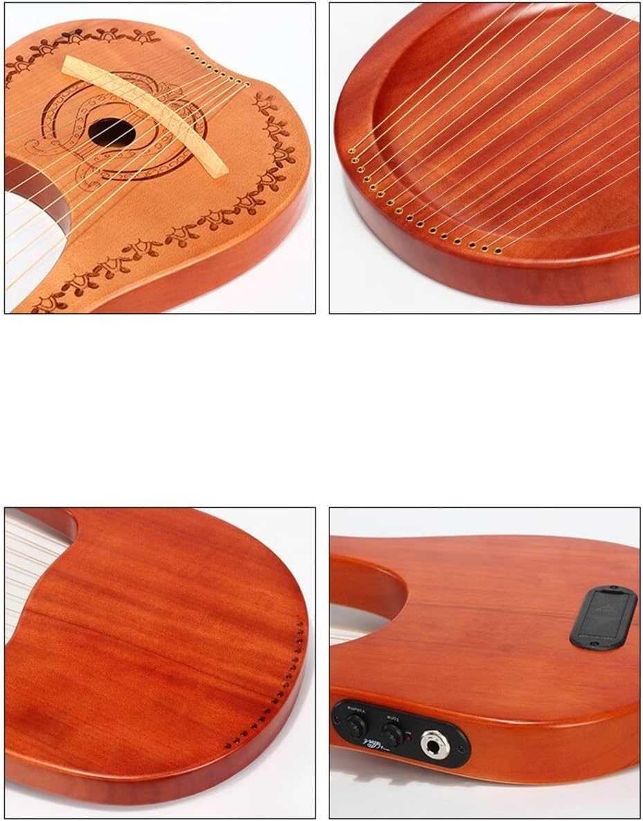 Lyre Harp Set Small Harp Beginner Portable Instrument Steel String Plate Acoustic Mahogany Harp 16 Strings