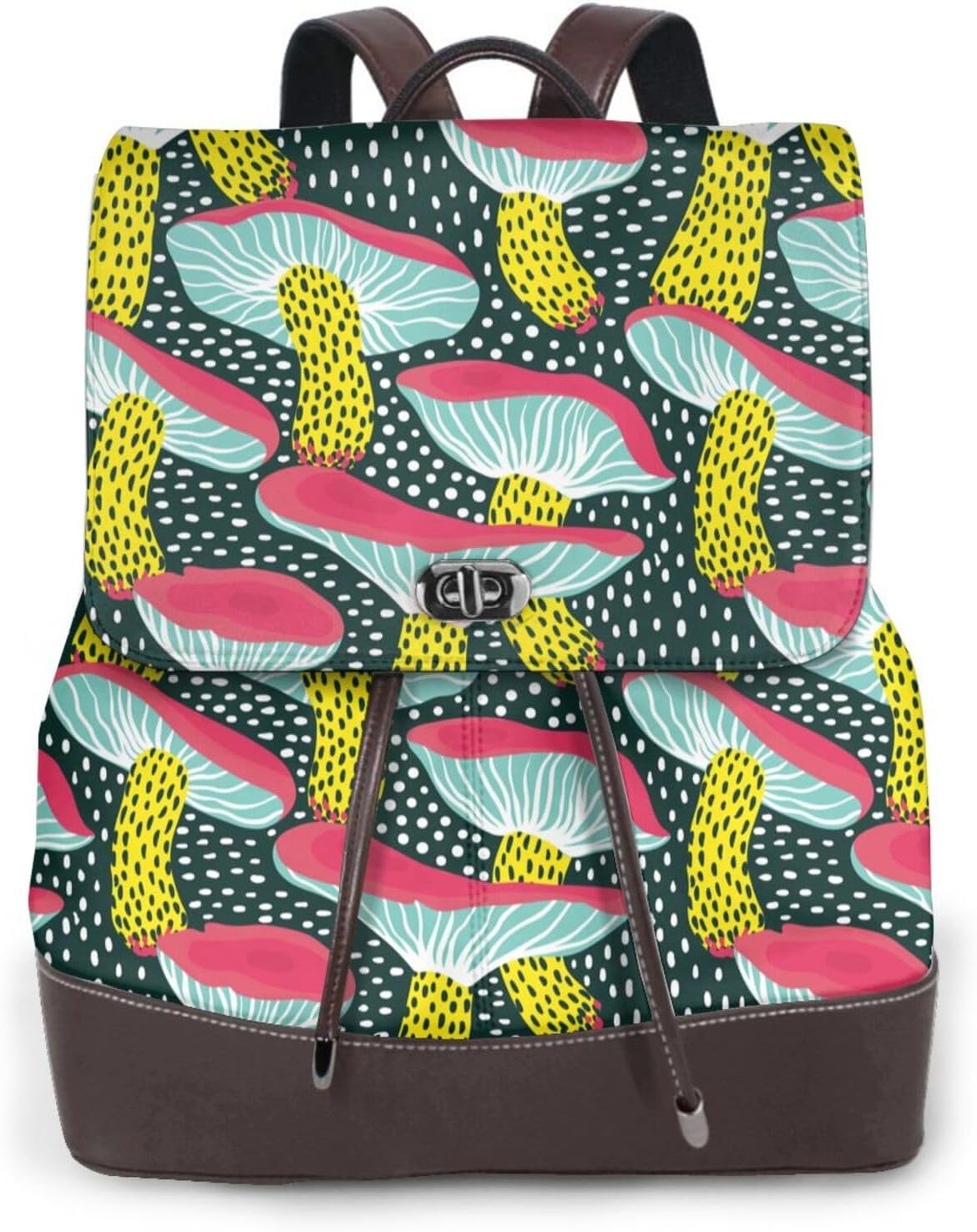 Green Mushroom for Womens Backpack Purse Microfiber PU Anti-theft Large Fashion Designer Travel Bag Ladies Shoulder Bags