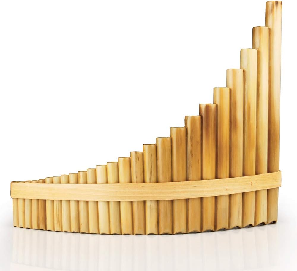 Upscale Romanian Folk Instrument Natural Reed Pan Flute Panpipes G Key Wind Pan flute Flauta Handmade (25 Pipes Right Hand, Wood)