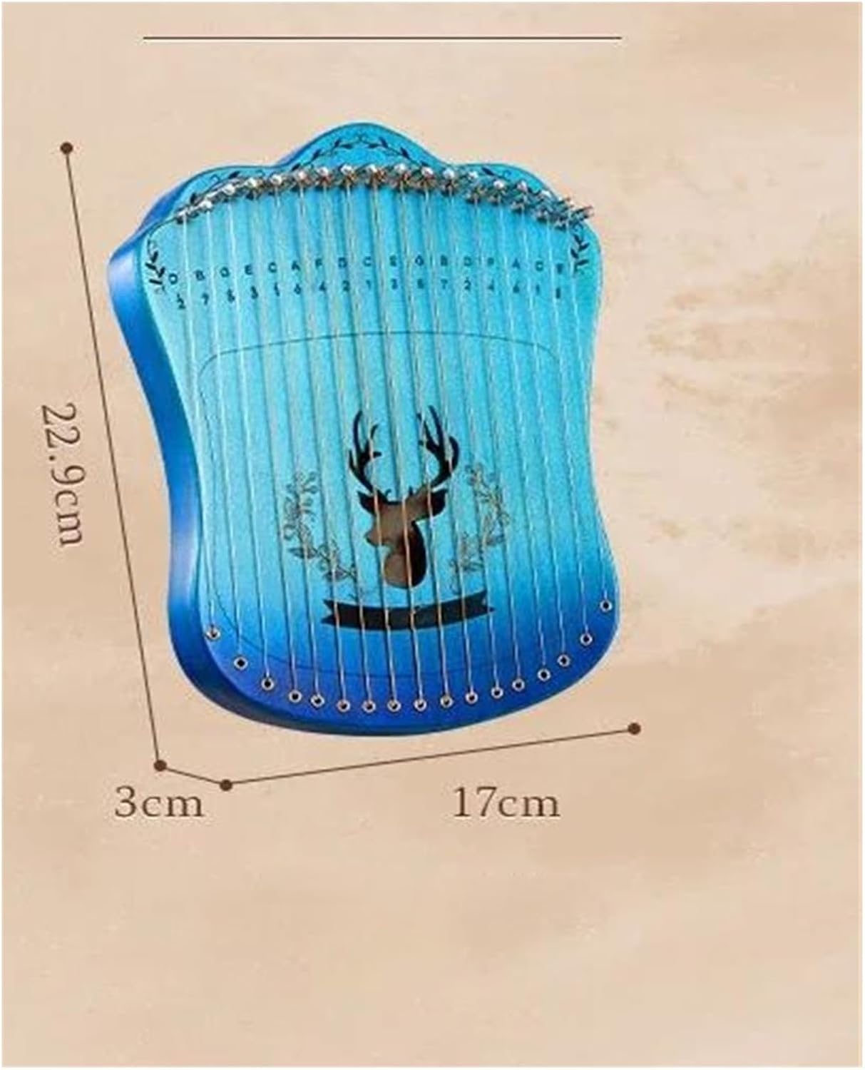 Lyre Harp Set Portable Lyre Harp 17 Strings Beech Wood Fingerplay Lyre With Bag And Spare String Beginner Stringed Instruments(Blue)