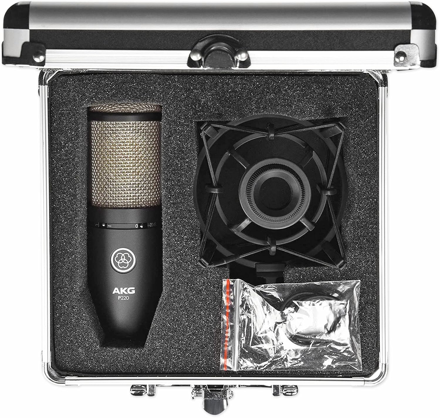 Audiosavings Bundle: (2) P220 Studio Condenser Microphone Recording Mic+Shockmount+Carry Case Bundle with Rockville RockMix 4 Channel Mic/Instrument Pro Recording Mixer+USB Interface/EQ (3 Items)