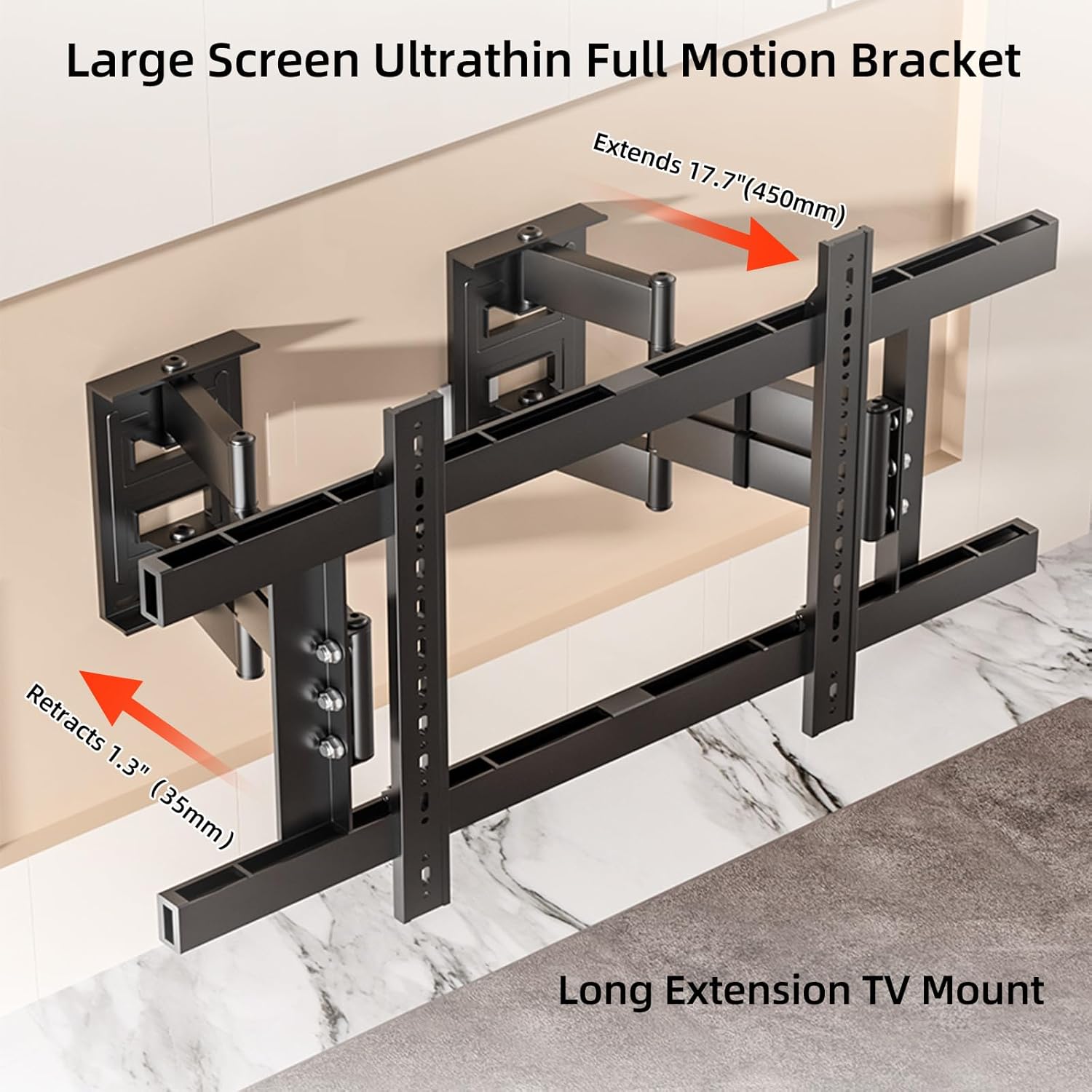 TV Wall Mount for 140 130 120 110 105 100 98 90 86 85 inch TVs, Full Motion Corner TV Bracket for 55-150 inch LCD/LED/OLED Screen Hold up to 386 lbs, Max VESA 1050x600mm,Black,DY1062