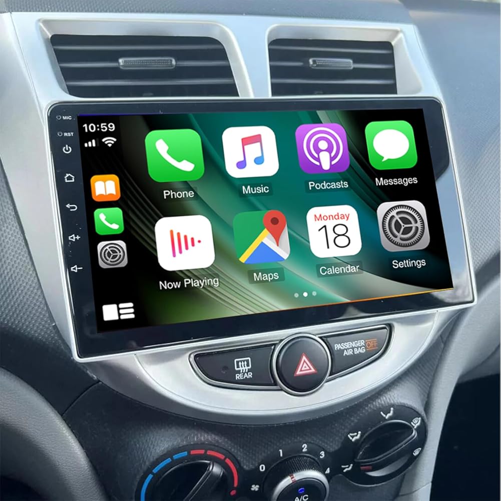 PHEZEN Car Stereo Radio Fit for Hyundai Accent Verna Solaris 2011-2019, 9 inch Touchscreen Car Radio with Carplay Android Auto Support Bluetooth FM GPS Navigation Backup AHD Camera - 2+32G