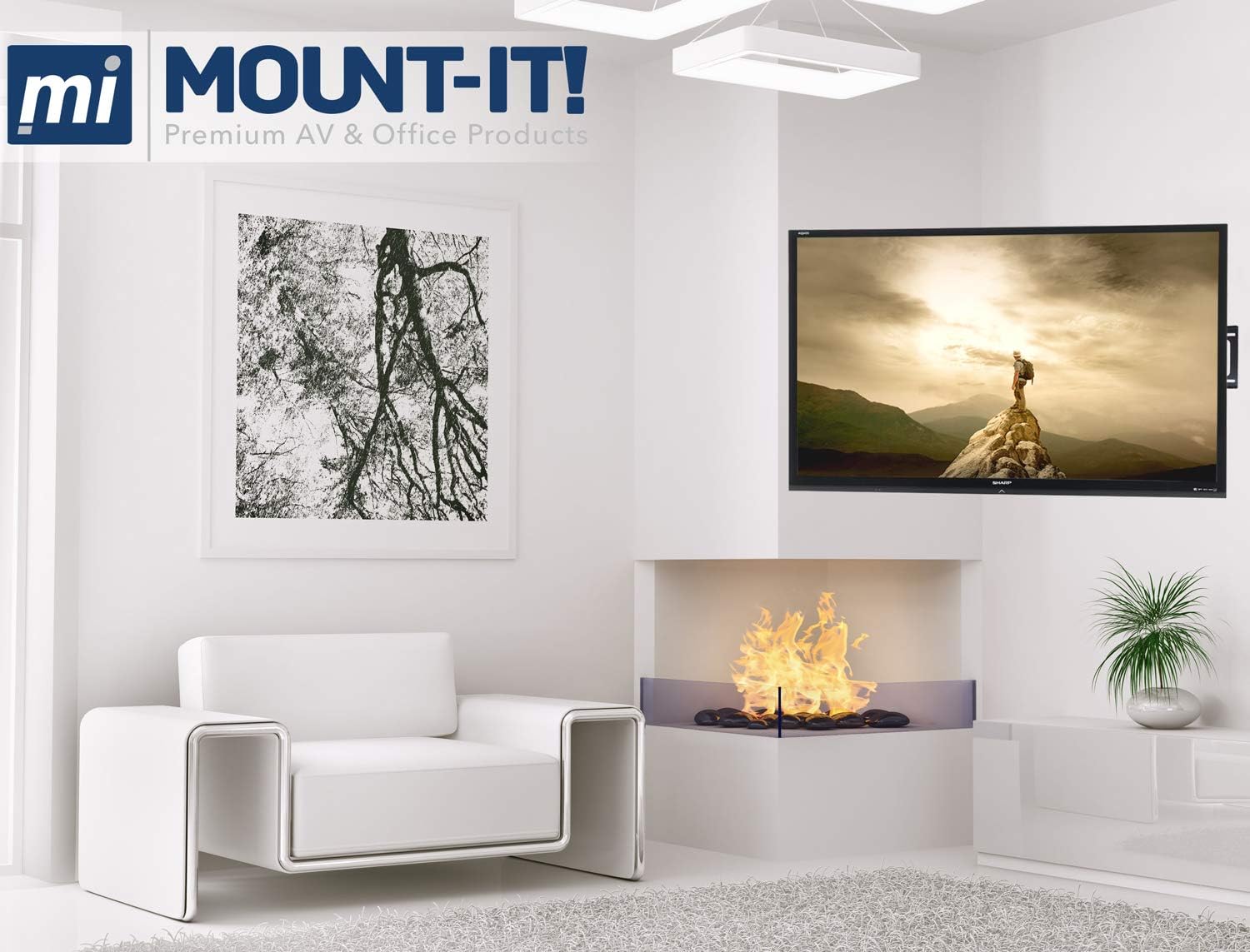 Mount-It! Corner TV Mount | Premium Swivel Full Motion Caddy Corner Wall Bracket for 37-63 inch Flat Panel Screens VESA up to 800x400, 132 lb Capacity, Black