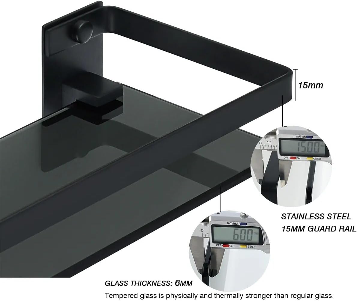 Shower Caddy Bathroom Shelves, Shower Storage Rack Glass Bath Shelf, Wall Mount Shampoo Rack Organizer, Bathroom Accessories Bathroom Organizer (Color : 38cm)