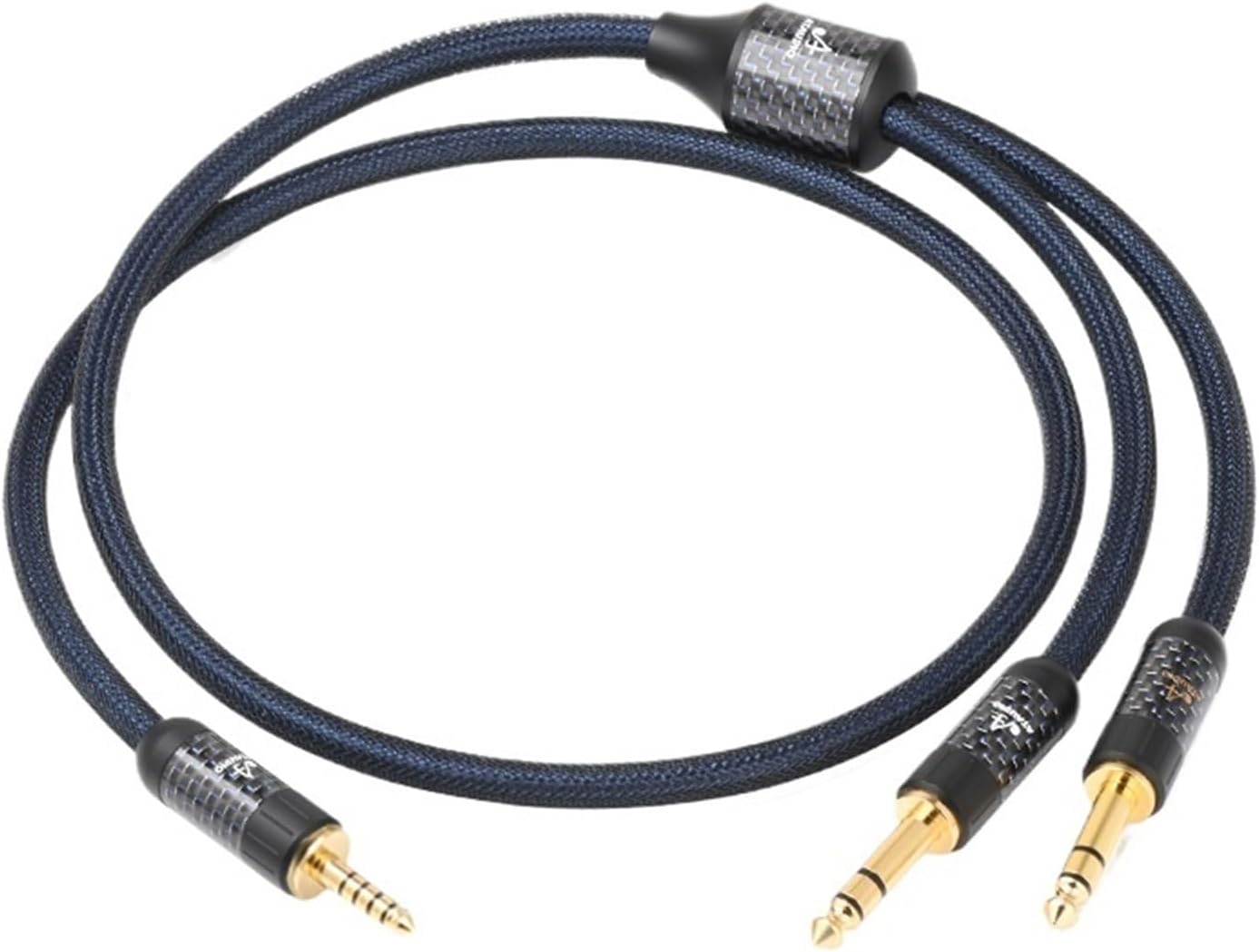 HiFi 4.4 to Dual 6.5 Cable Pure Silver Male to Male Balanced 4.4mm to Double 6.35mm TRS Audio Cord for Speaker Mixer(1.5m)