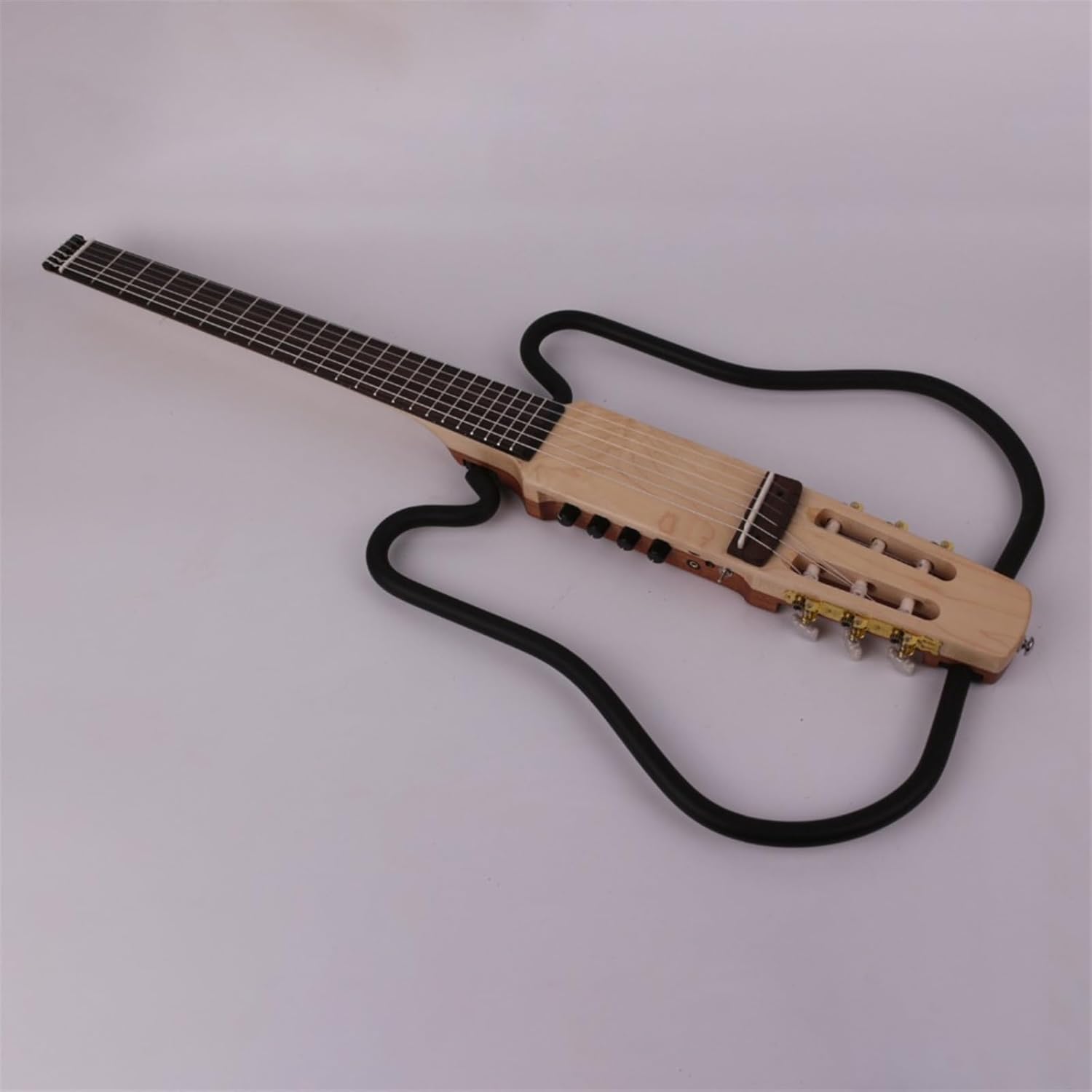 22 Frets Silent Nylon String Headless Electric Guitar Built in Effector Travel Portable Foldable Guitar Professional Headless Guitar (Color : 01)