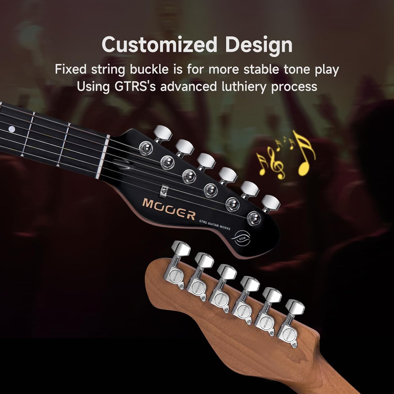 MOOER Electric Guitar Black Beginner Practice Guitar Kit, 25.5