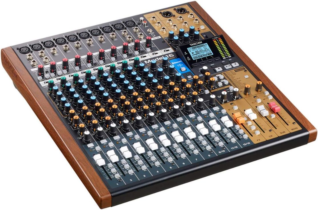 TASCAM Model 16 Recording Mixer and Protective Dust Cover Bundle