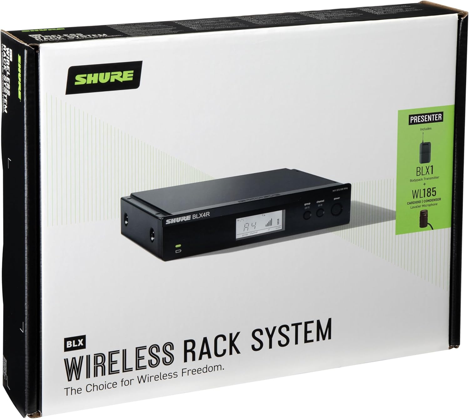 Shure BLX14R/W85 UHF Wireless Microphone System, 14-Hour Battery Life, 300 ft Range, WL185 Lavalier Mic, Single Channel Rack Mount Receiver