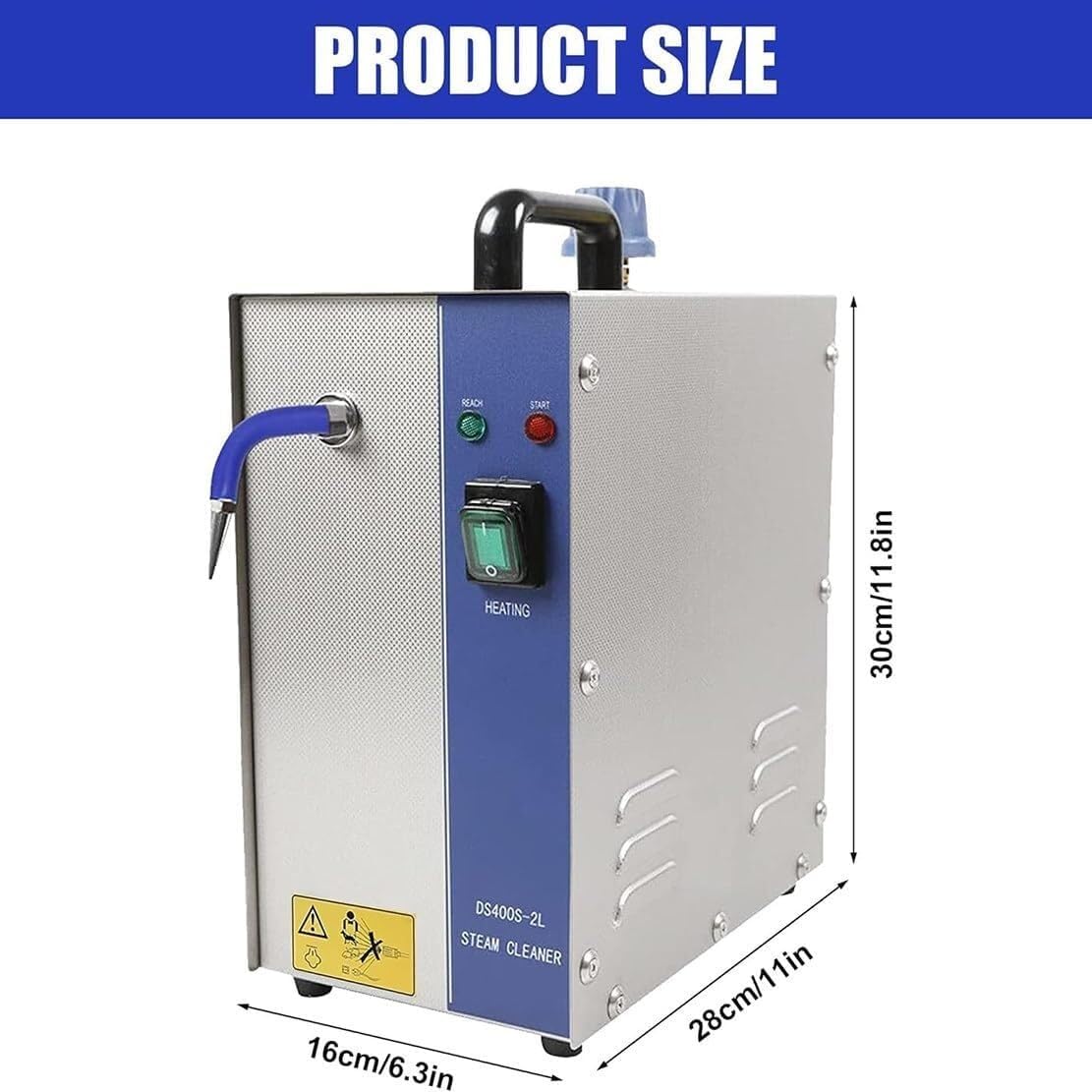 2L/4L Jewelry Steam Cleaner Machine, 1300W/2200W Stainless Steel Gold and Silver Jewelry Cleaner Steamer, Outlet Temperature: 135°C, for Rings, Watches, Earrings (Size : 2L)