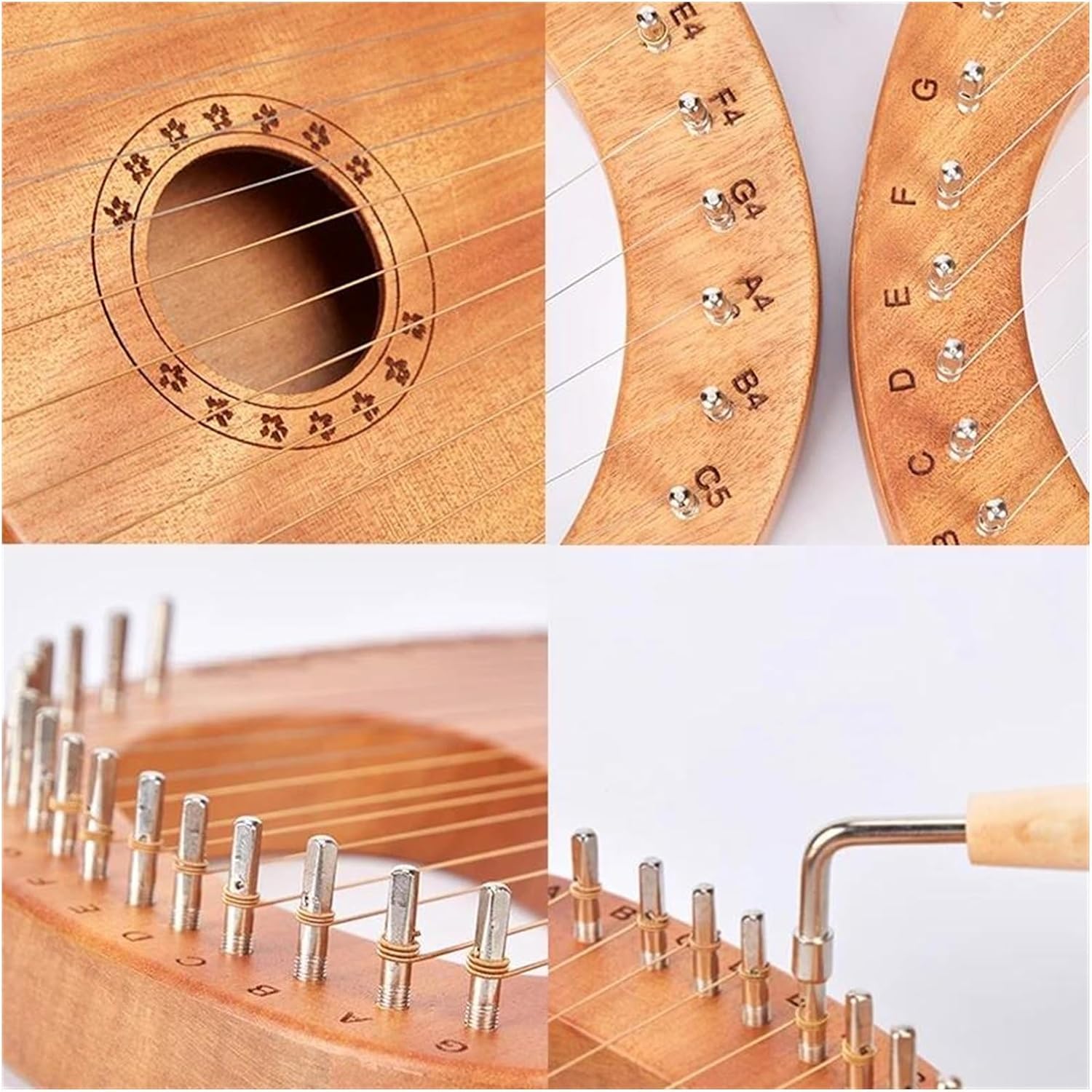 Lyre Harp Set Lyre Harp 10/16 Strings Finger Piano Mahogany Musical Instrument Harp With Tuning Wrench Spare Strings For Beginner(10)
