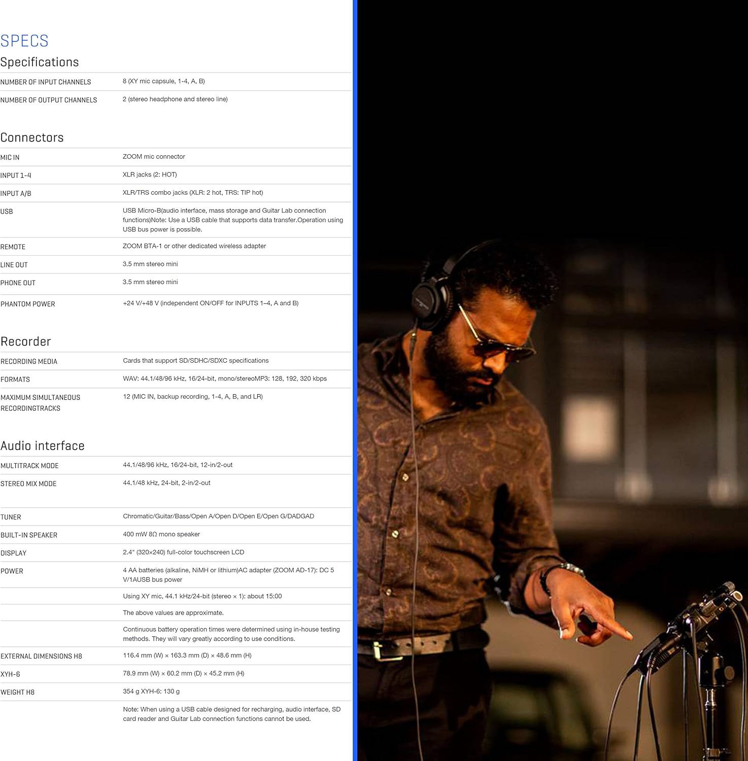 Zoom H8 8-Input / 12-Track Portable Handy Recorder for Podcasting, Music, Field Recording Bundle with Zoom ZDM-1 Podcast Mic, Headphones, 64GB Extreme PRO Card, Accessories (7 Items)