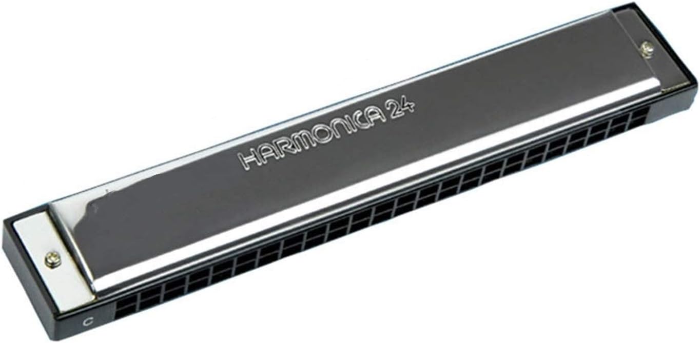 Harmonica Tremolo Harmonica 24 Hole 48 Tone Blues Harp Mouth Organ Key of C ABS Resin Brass Reed Musical Instruments (Color : Key A)