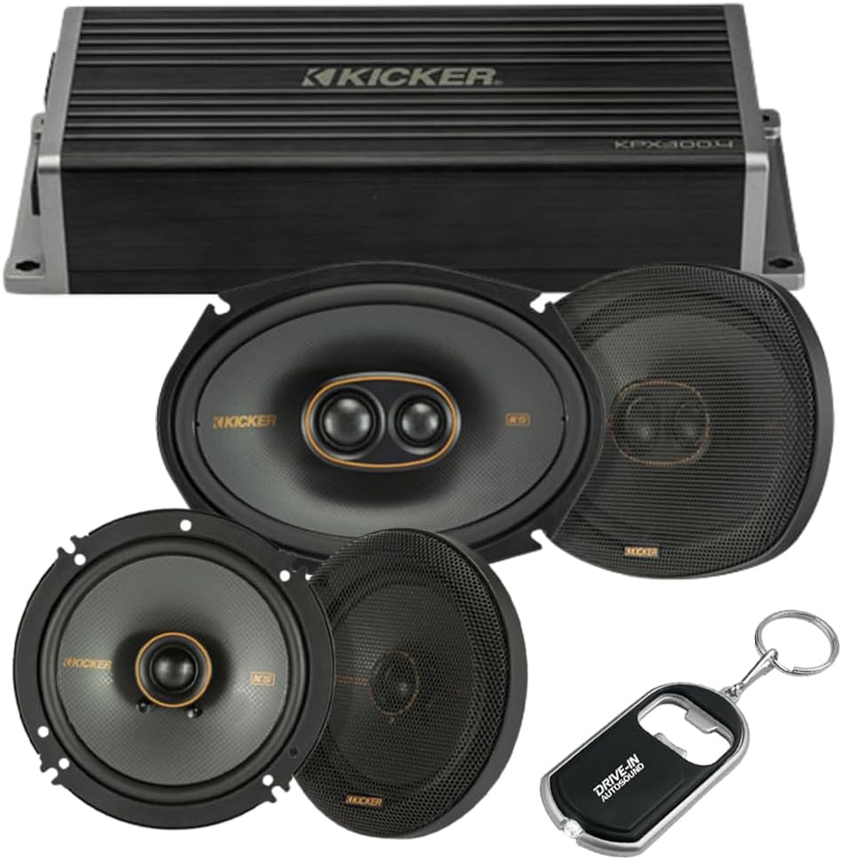 KICKER 51KPX3004 4-Channel Amplifier with 51KSC69304 6x9 Triaxial and 51KSC6504 6.5