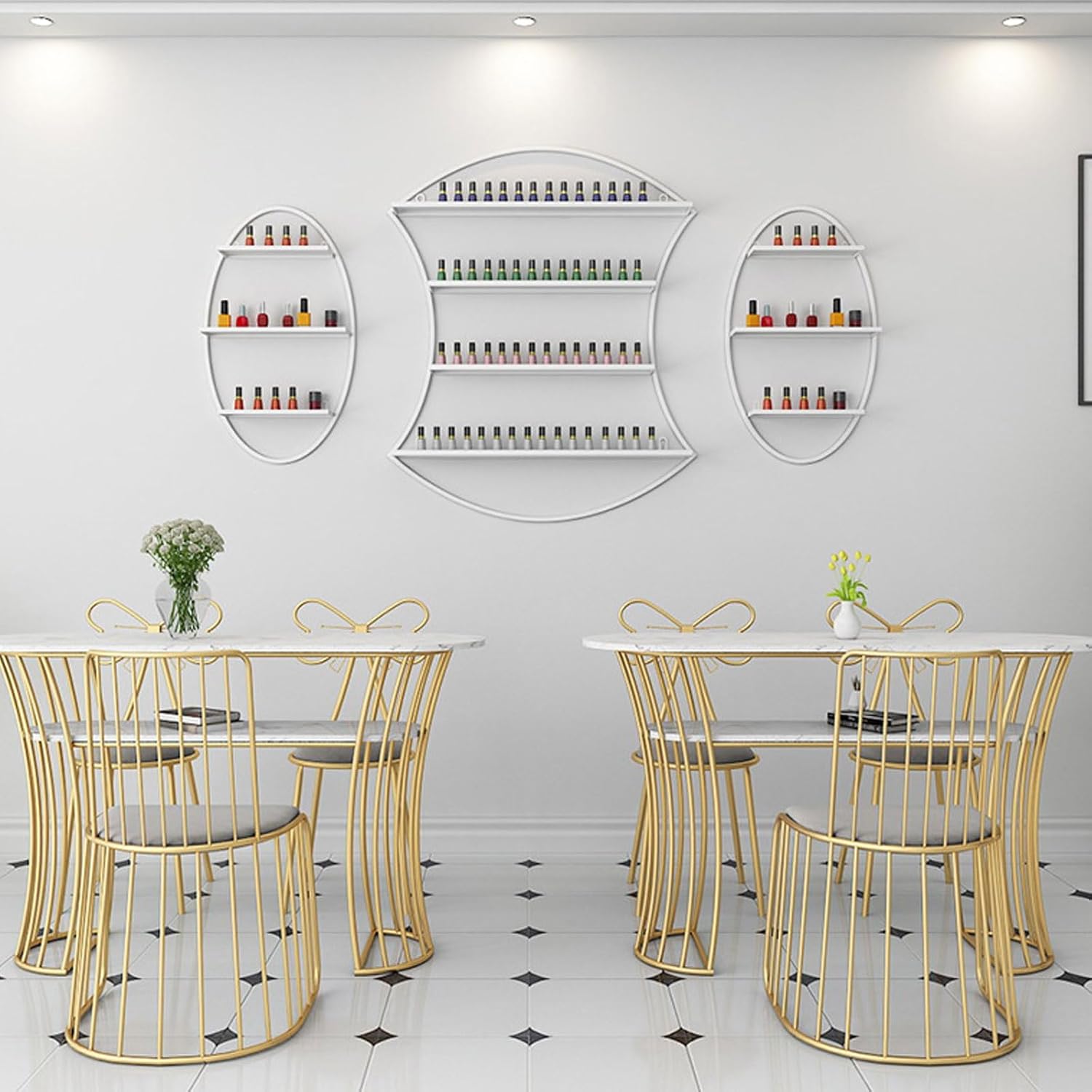 Nail Polish Rack Wall Mount Display The Corners are Smooth and Don’t Scratch Your Hands Nail Polish Organizer for Nail Salon Dress Room Bedroom (Color : White)