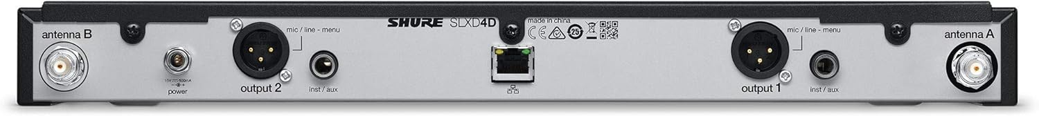 Shure SLXD14D Dual Channel Digital Wireless System with Two SLXD1 Bodypack Transmitters - Microphones and/or Instrument Cables Sold Separately | G58 Band (SLXD14D-G58)