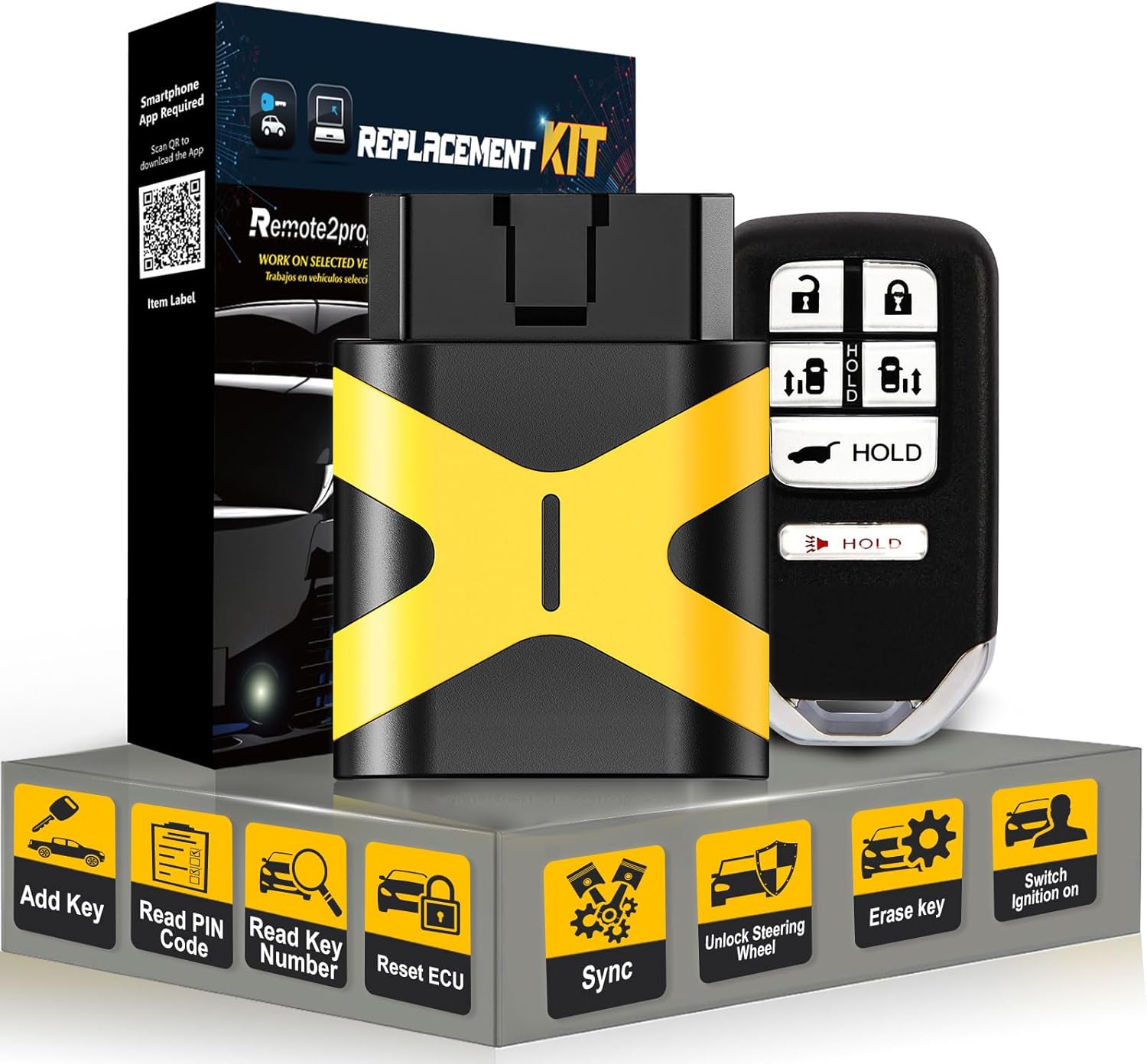 DIY Key Simple and Safe Self Programming Car Key Control and Smart Keyless Entry Remote Replacement for 2014-2017 Honda Odyssey with FCC: KR5V1X (6 Button)