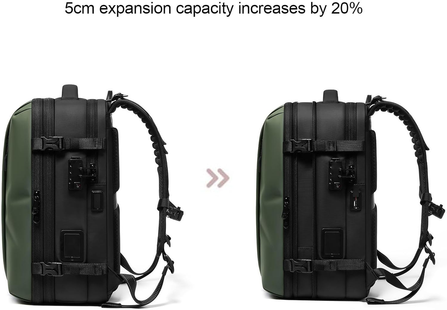 Vacuum Seal Backpack, 25L - 60L Expandable Carry On Compression Backpack with Lock, Travel Vacuum Storage Bags Backpacks for Short Trip Business (OD Green)