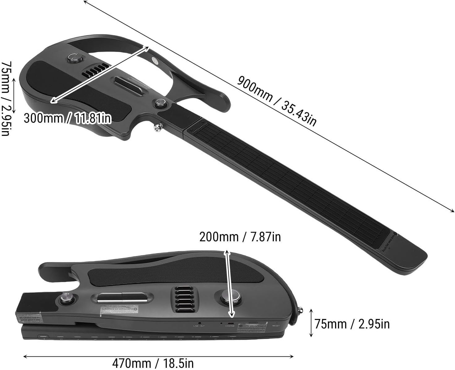 SUNGOOYUE Smart Guitar, Portable Folding Electric Automatic Stringless Guitar with Smart Tuner and APP Connectivity for Beginners, Black