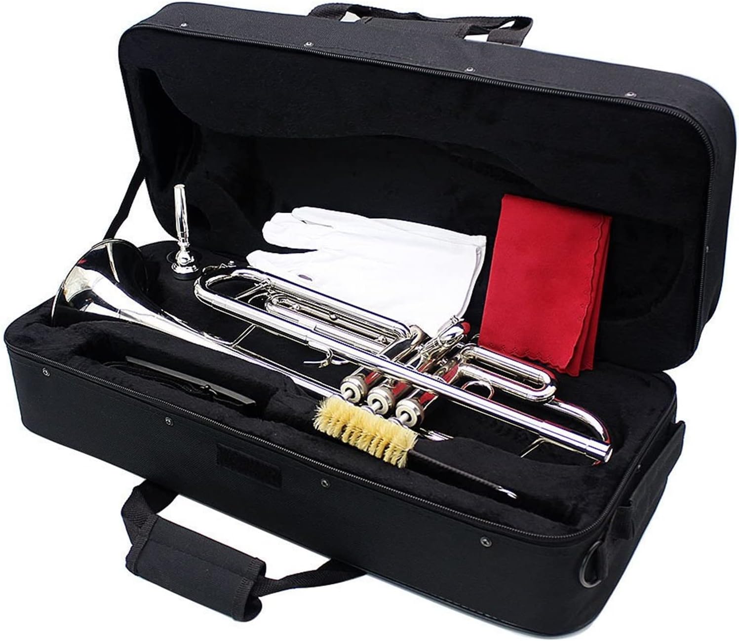 KESHUO Trumpet Bb B Flat Brass Instrument 2 Color Trompete with Case Strap Mouthpiece Musical Instrument Accessories Trumpets (Color : Silver)