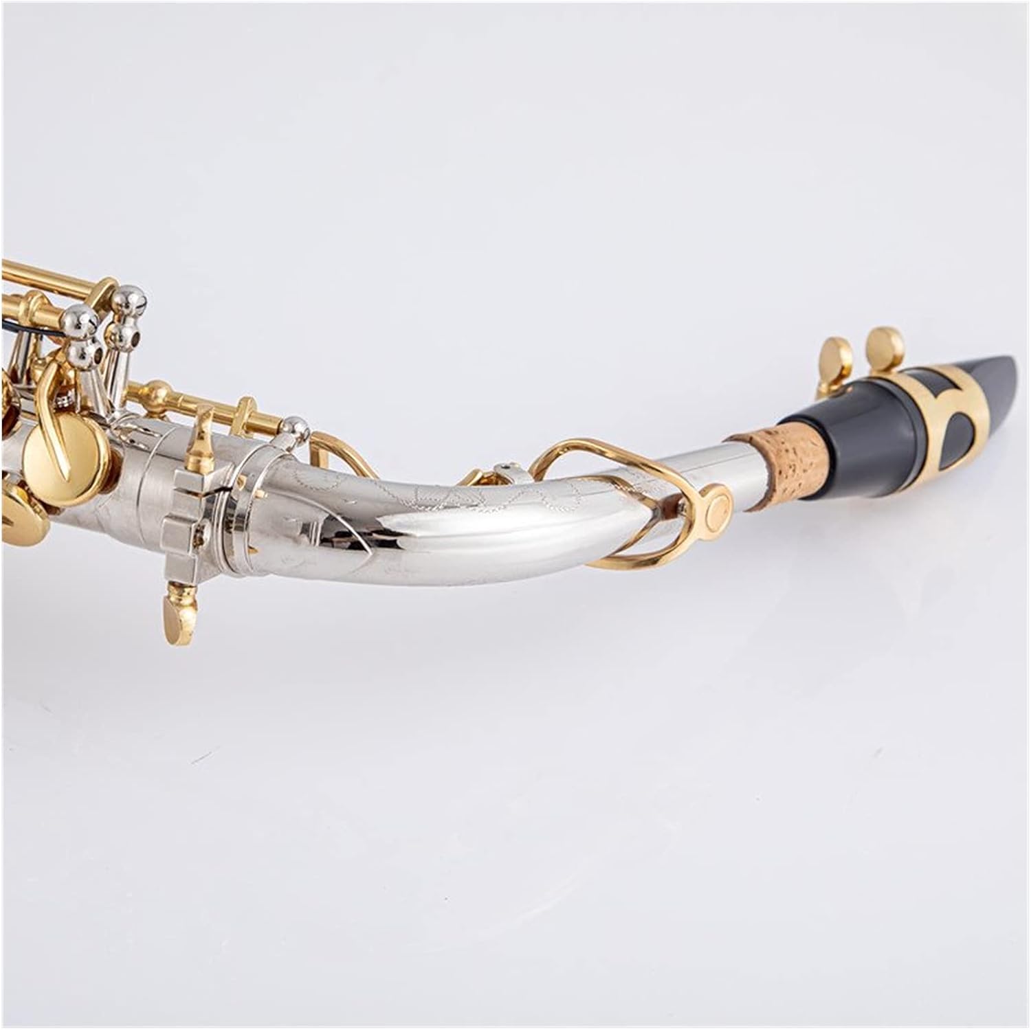 Alto Saxophone Nickel Plated Gold Key Professional Sax Mouthpiece with Case and Accessories Student Saxophone