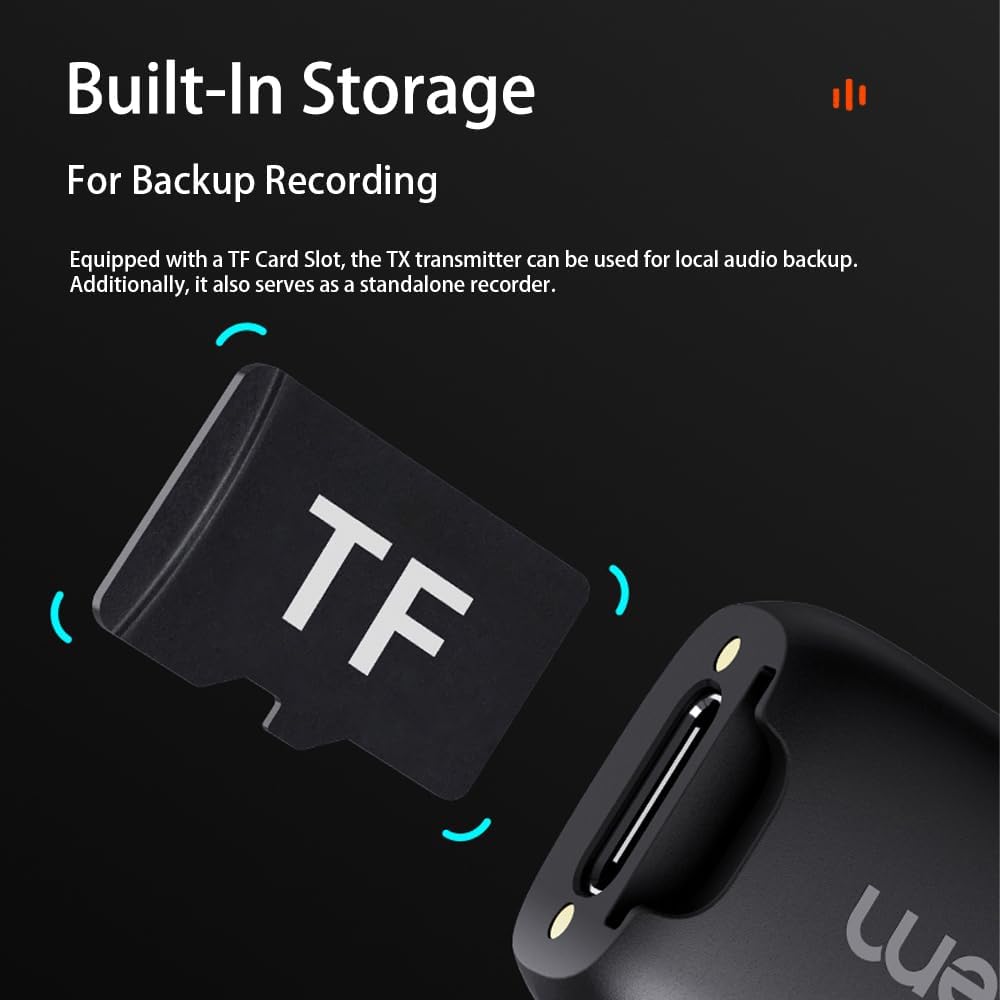 hohem MIC-01 Wireless Lavalier Microphone, 3-Level Noise Cancelling Built-in TF Card Slot Remote Shutter Control Clip On/Magnet Mic for Smartphone Camera Laptop Tablet