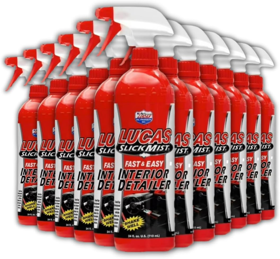 Car Interior Detailer Spray – 24 oz Quick Interior Cleaner & Protectant for Dashboard, Leather Seats, Plastic Trim, Vinyl Surfaces – UV Protection & Non-Greasy Shine | 12 Pack Special