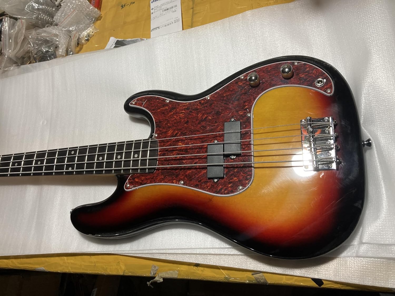 Custom Sunburst 4 String Bass Electric Guitar Basswood Body Chrome Hardware Glossy Finish