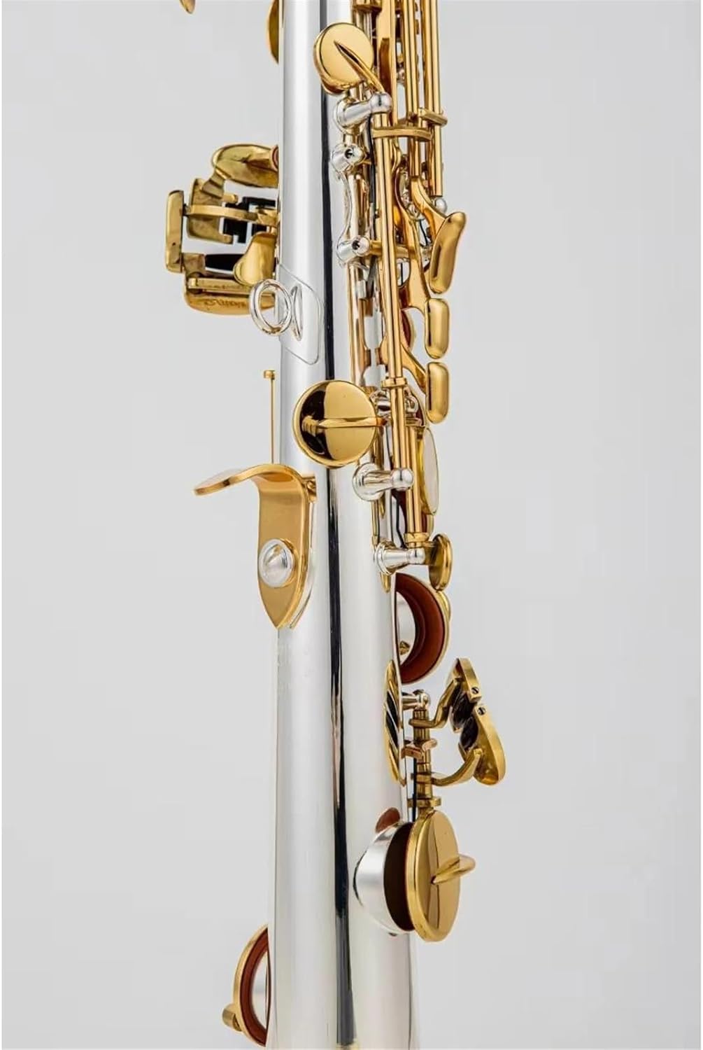 Woodwind Instruments Treble Silver Plated Body Gold Lacquer Key Brass Saxophone Straight Pipe B(b) Instrument With Case (Color : Dark khaki)