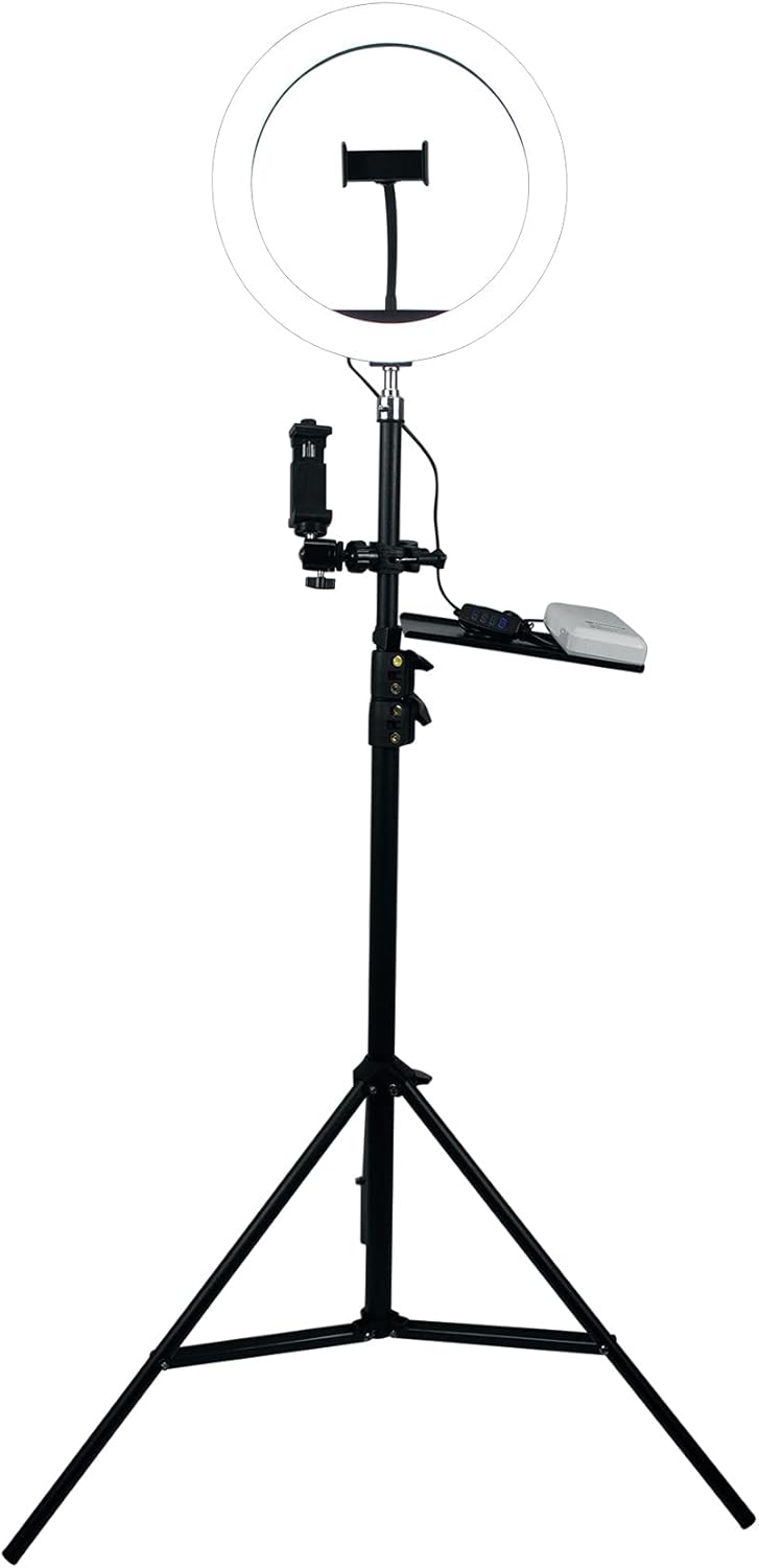 Audiosavings Bundle: Vocopro Steamer-Desktop USB Audio Interface with Microphone for Live Streaming Bundle with Rockville RMC-XLR Wired Mic, HALO 12 TRIPOD Selfie Light, (1) GN20 Mic Stand (4 Items)