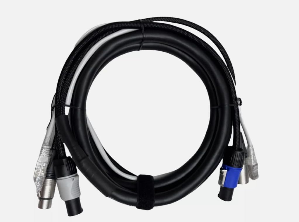 LASE 12 Ft TRIAMESE Power Audio Data Combo Cable for Line Array Powered Speaker