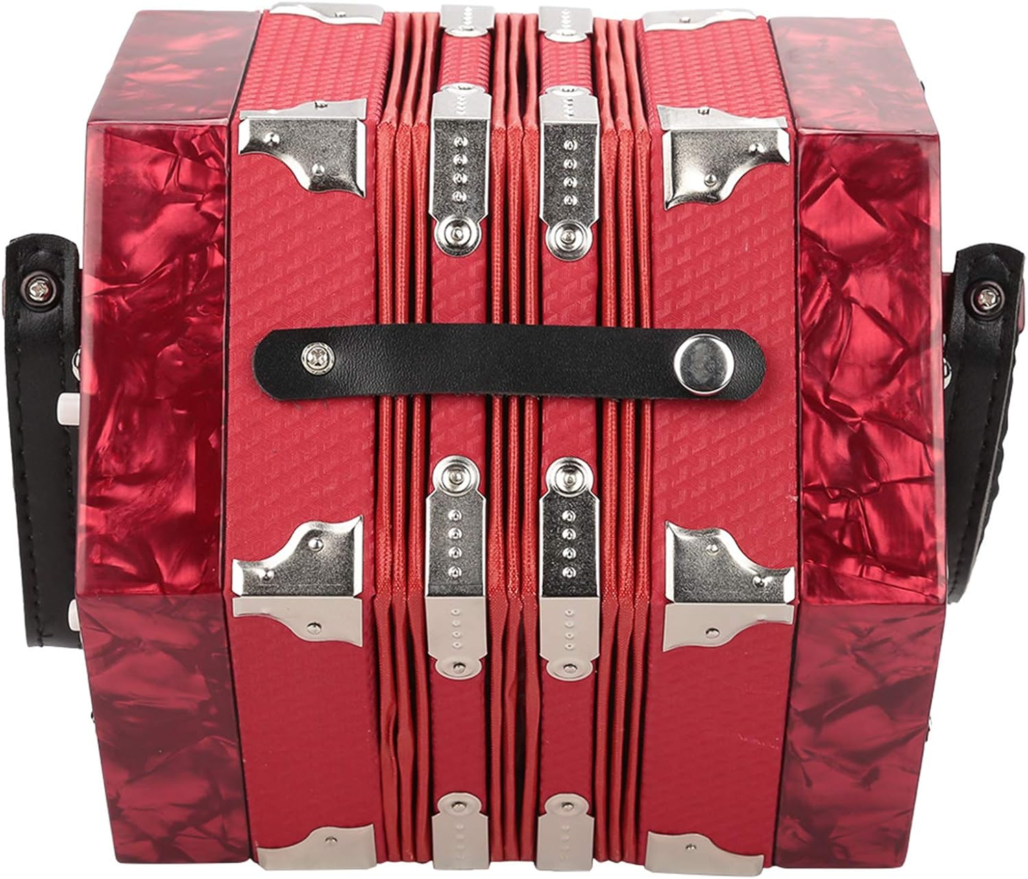 Accordion Concertina 20 Buttons, for Adults ABS Material Buttons Accordion Musical Accessories with Adjustable Straps and Bag 20.5 X 23.5 Cm (red)