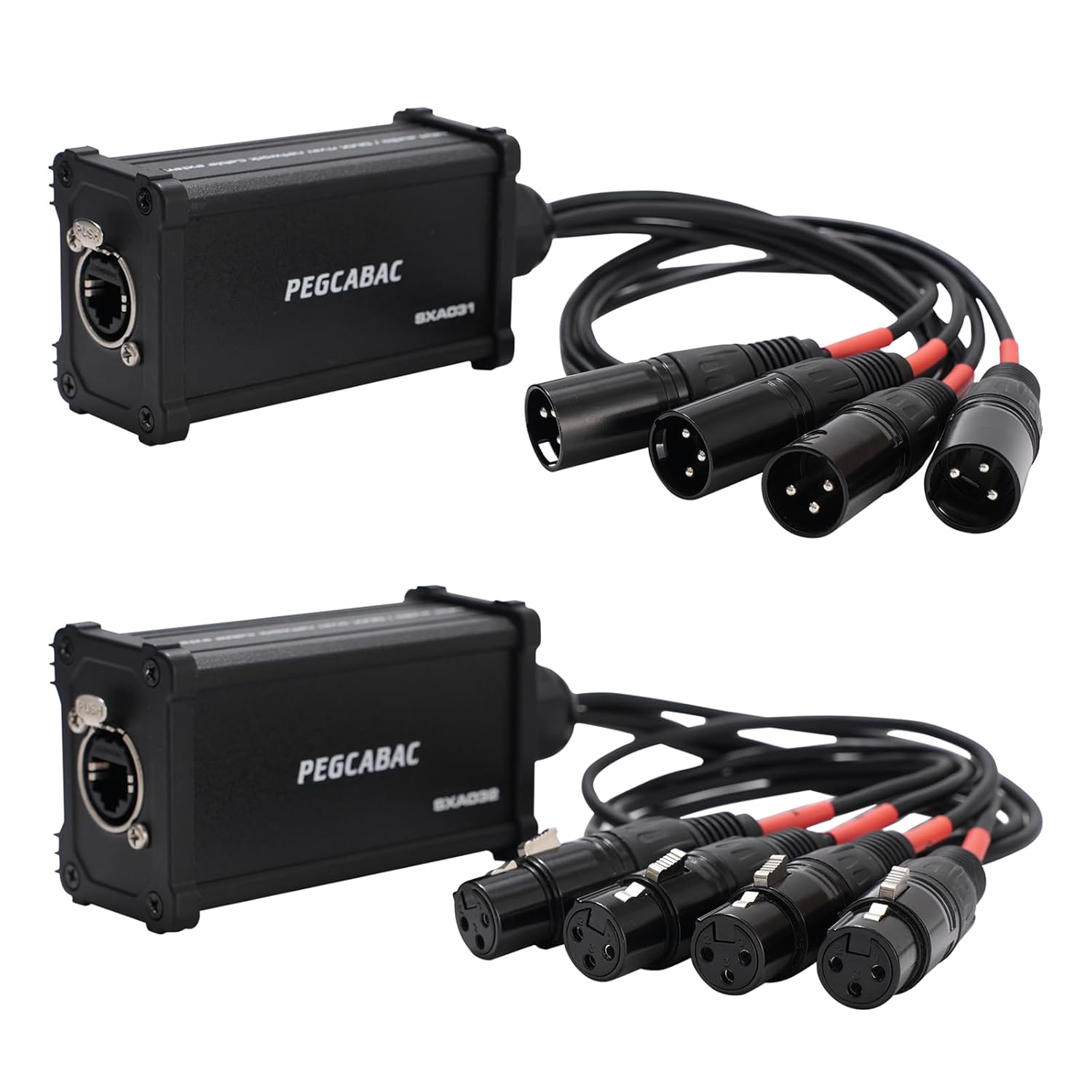 4 Channel Snake 3 Pin XLR/DMX/AES-EBU to Ethercon RJ45 Cat5/Cat6 Ethernet Extender for Stage Sound Lighting and Recording Studio with 2 Ft Breakout Cable(Male&Female)