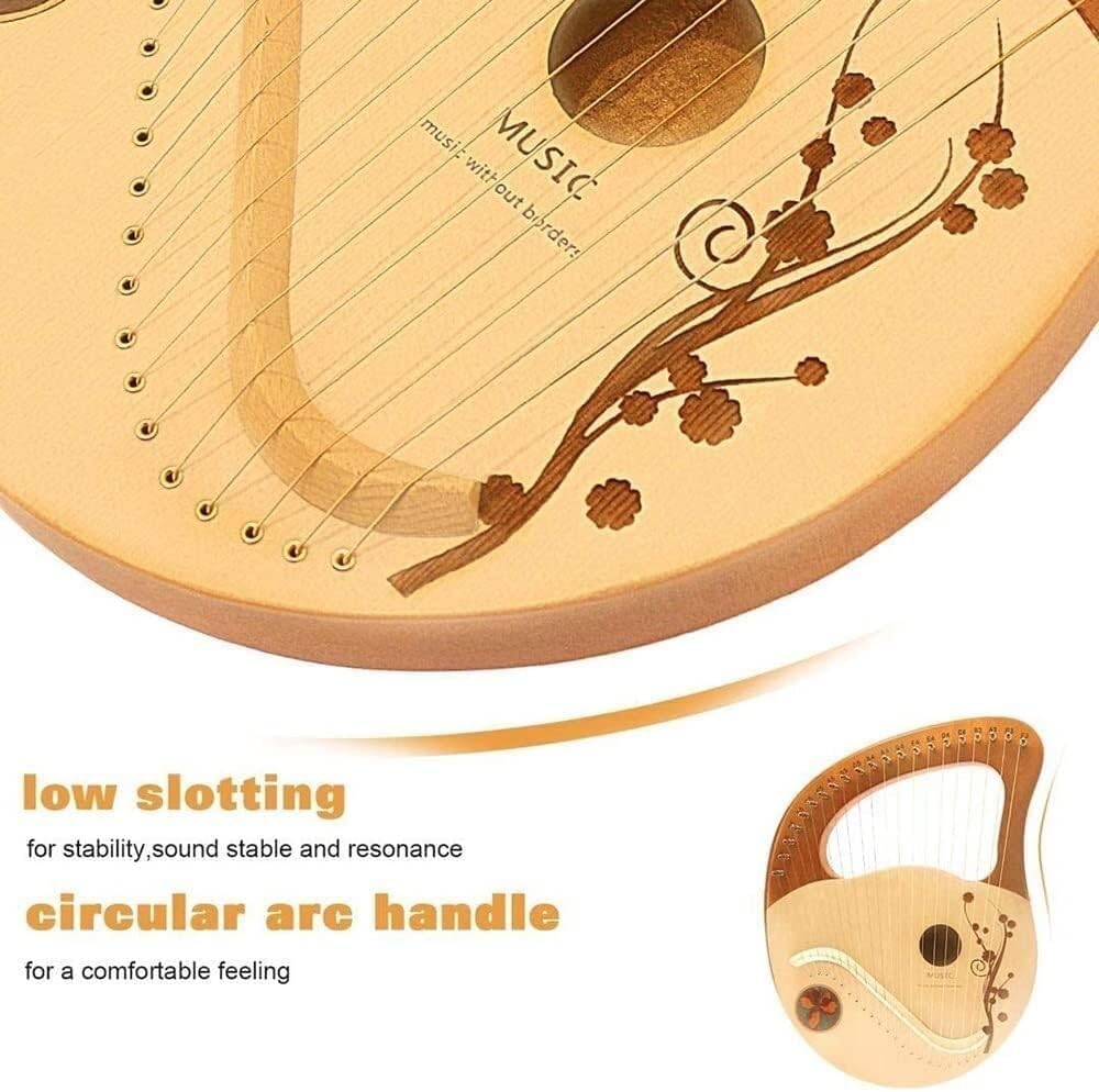 21 Strings Lyre Harp, Musical Instrument with Tuning Wrench one Set String and Carrying Bag, Mahogany String Instrument (Color:Default)