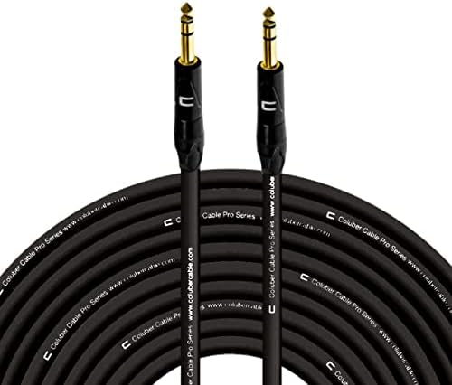 COLUBER 1/4 TRS Cable - 150 Feet Black Stereo Balanced Male to Male Connector for Powered Speakers, Audio Interface or Mixer for Live Performance & Recording