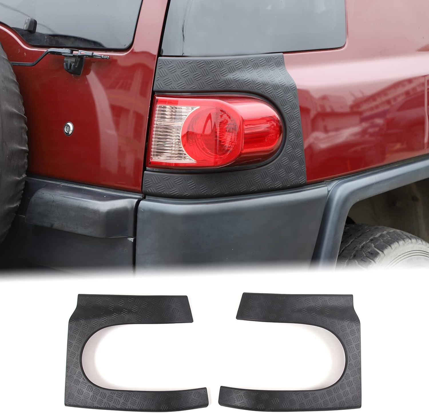 Aunginsy Car Cowl Body Armor Outer Cover Side Corner Guards Fit Toyot@a FJ Cruiser 2007-2021 Tail Light Taillight Fog Taill Wrap Angle Guard Trim Accessories