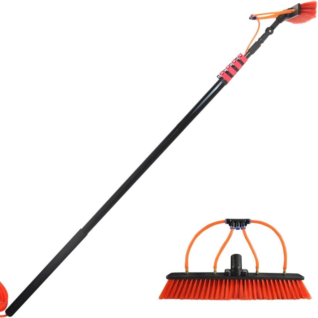 Window Cleaning Brush, Telescopic Window Cleaning Pole, Window Cleaner Kit, Water/Hose Fed Pole, Cleaning Photovoltaic and Solar Panels, 9M (7.2M)