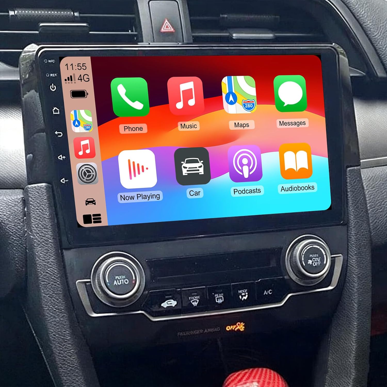 Car Stereo Radio Compatible for Honda Civic 2016-2020 with Carplay Android Auto GPS Navigation 9in Touchscreen Car Radio Player with Bluetooth WiFi FM SWC Mirror Link Split Screen + Backup Camera