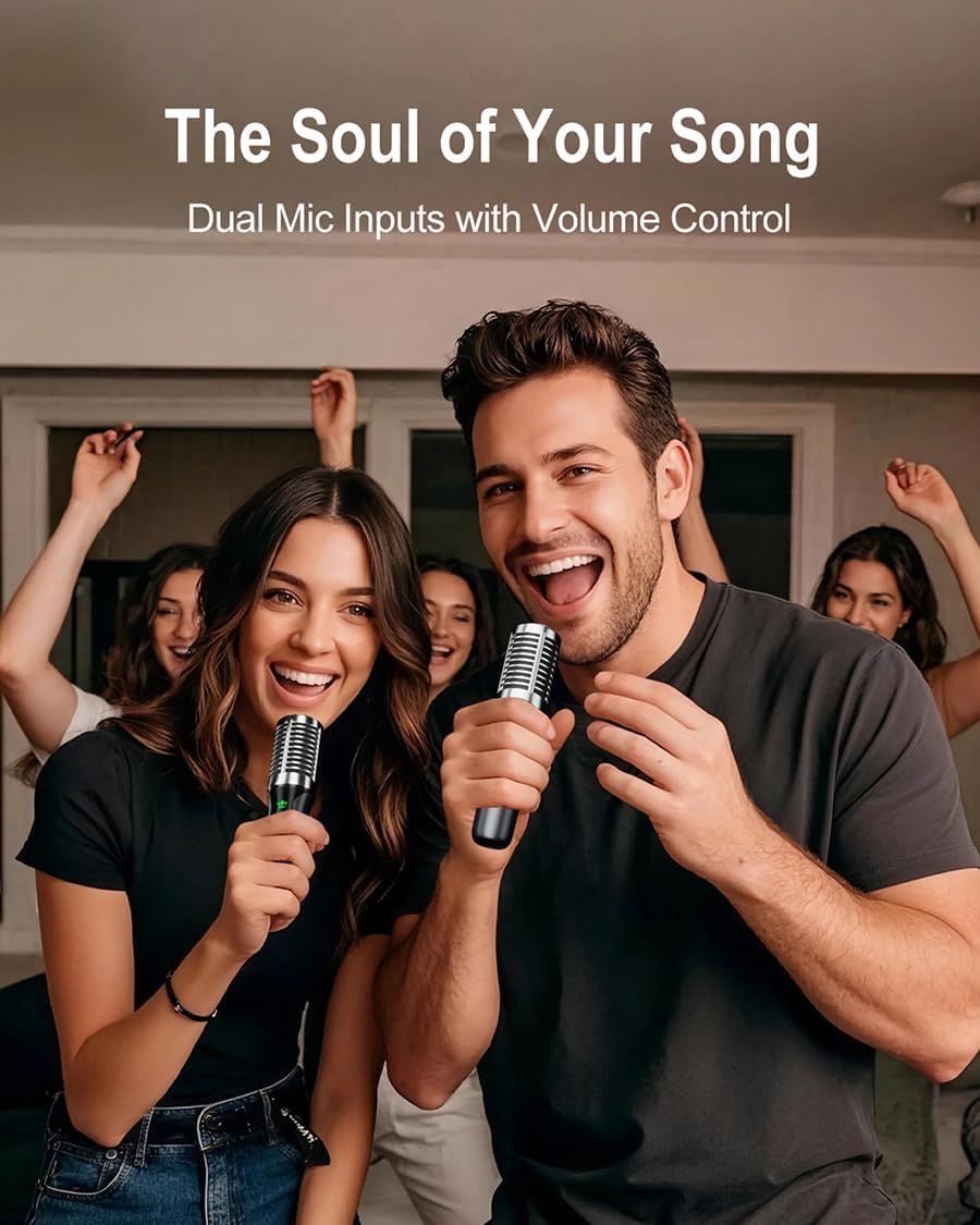 Pronext Karaoke Machine with Lyrics Display for Adults Kids, 200W Sound, 10 Inches Touch Screen, 2 Wireless Microphones, Portable Karaoke PA System, Connects to TV for Home, Party, or Backyard