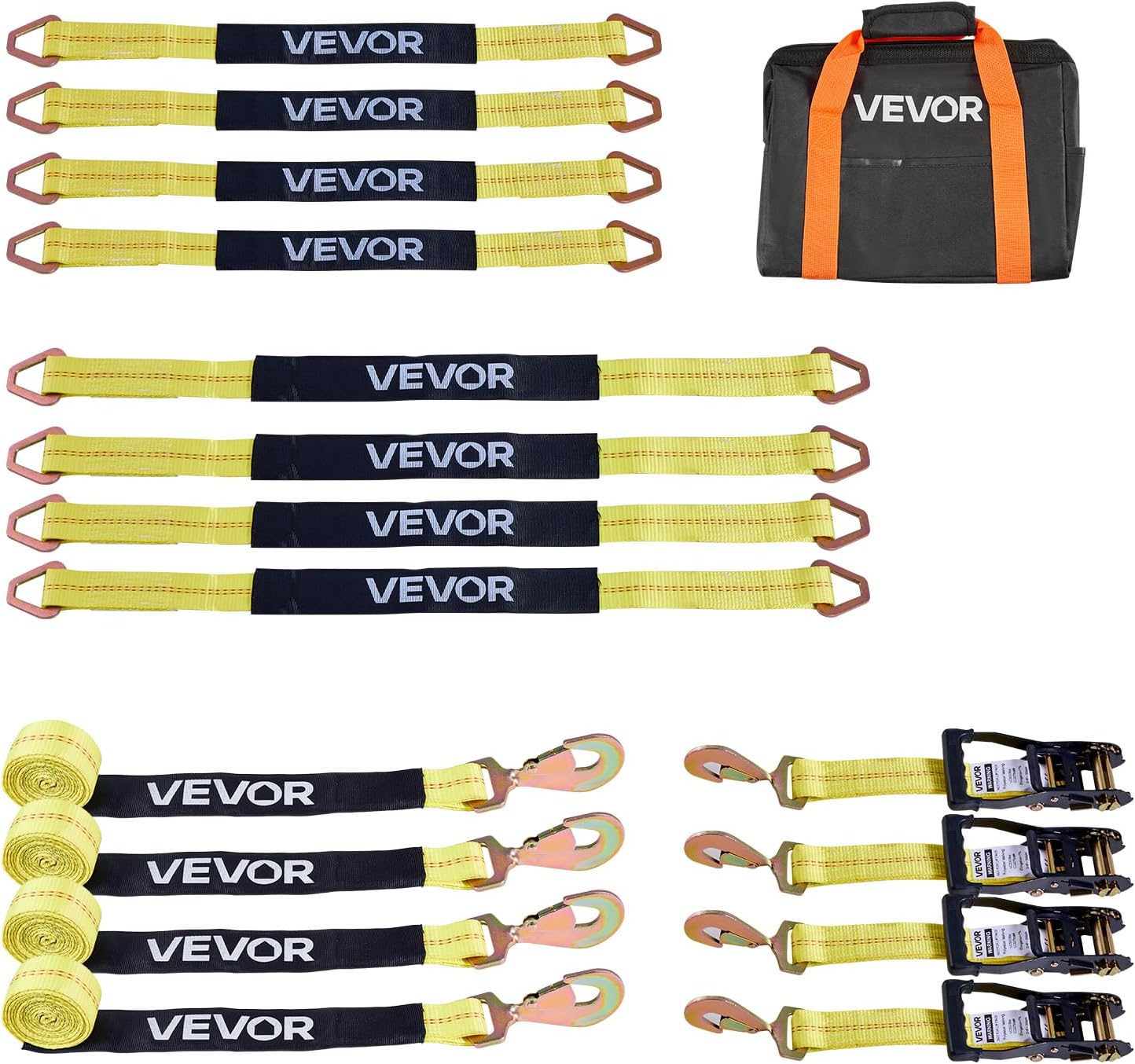 VEVOR Wheel Chock Tie-Down Kit, Axle Type Trailer Tie Down Strap, Car Tie Down Kit with Break Strength 10009 lbs, Working Load 3333 lbs, Trailer Ratchet Strap for ATV, UTV, & Heavy-Duty Pickup Trucks