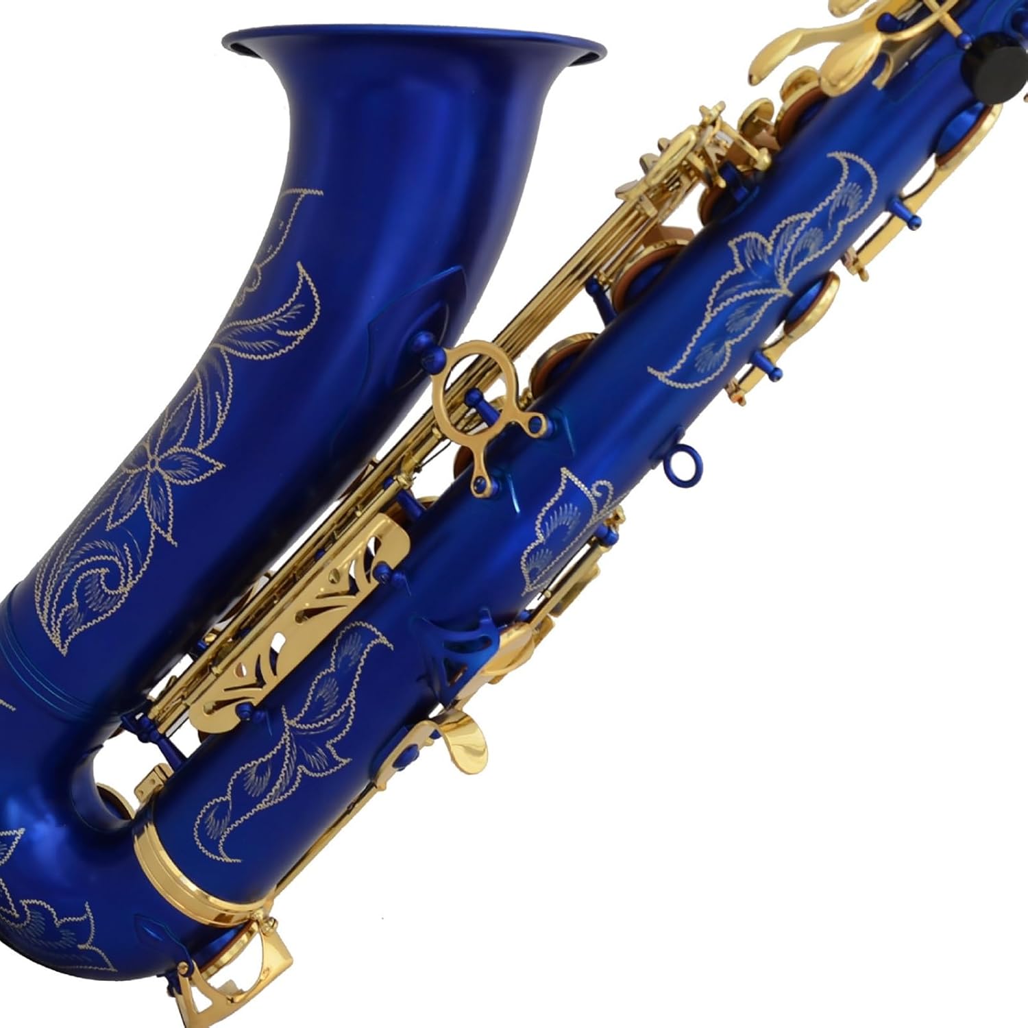 Saxophone Hand-Carved Matte Blue Lacquer Tenor Saxophone with Gold Key - Ideal Woodwind Instrument for Beginners