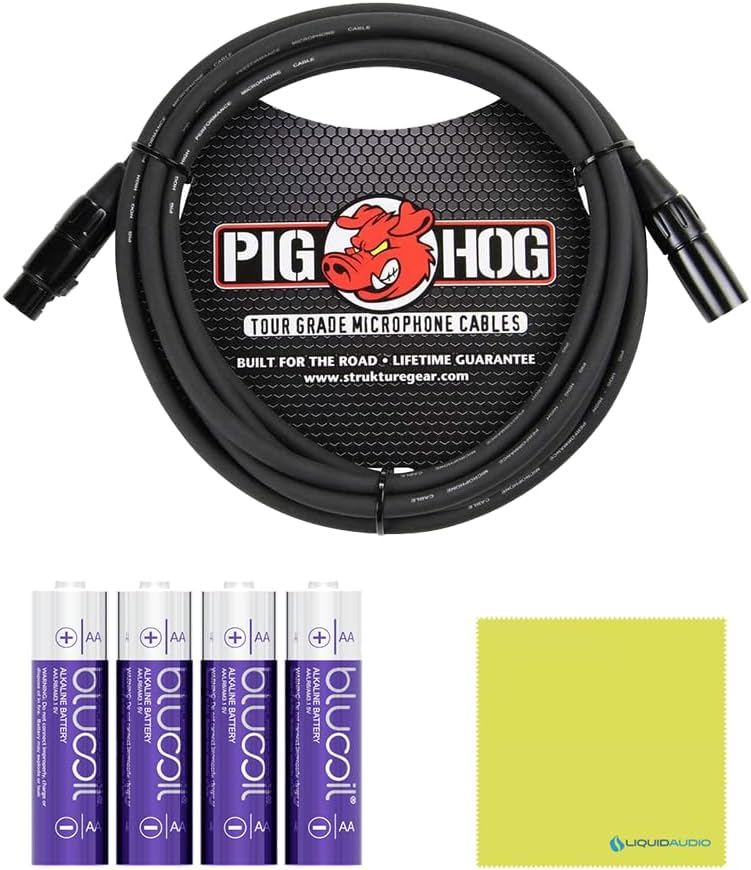 Liquid Audio Sennheiser AVX-Combo Set-4 Wireless Handheld Omnidirectional Microphone Bundle w/Pig Hog PHM10 8mm Mic Cable, 4-Pack Blucoil AA Batteries Polishing Cloth