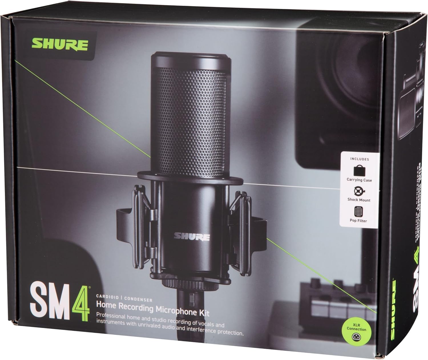 Shure SM4 Studio Recording Microphone Kit, XLR Home Studio Condenser Mic with Mix-Ready Audio - All-Metal Construction, Includes Detachable Magnetic Pop Filter & Shock Mount (SM4-K-KIT)
