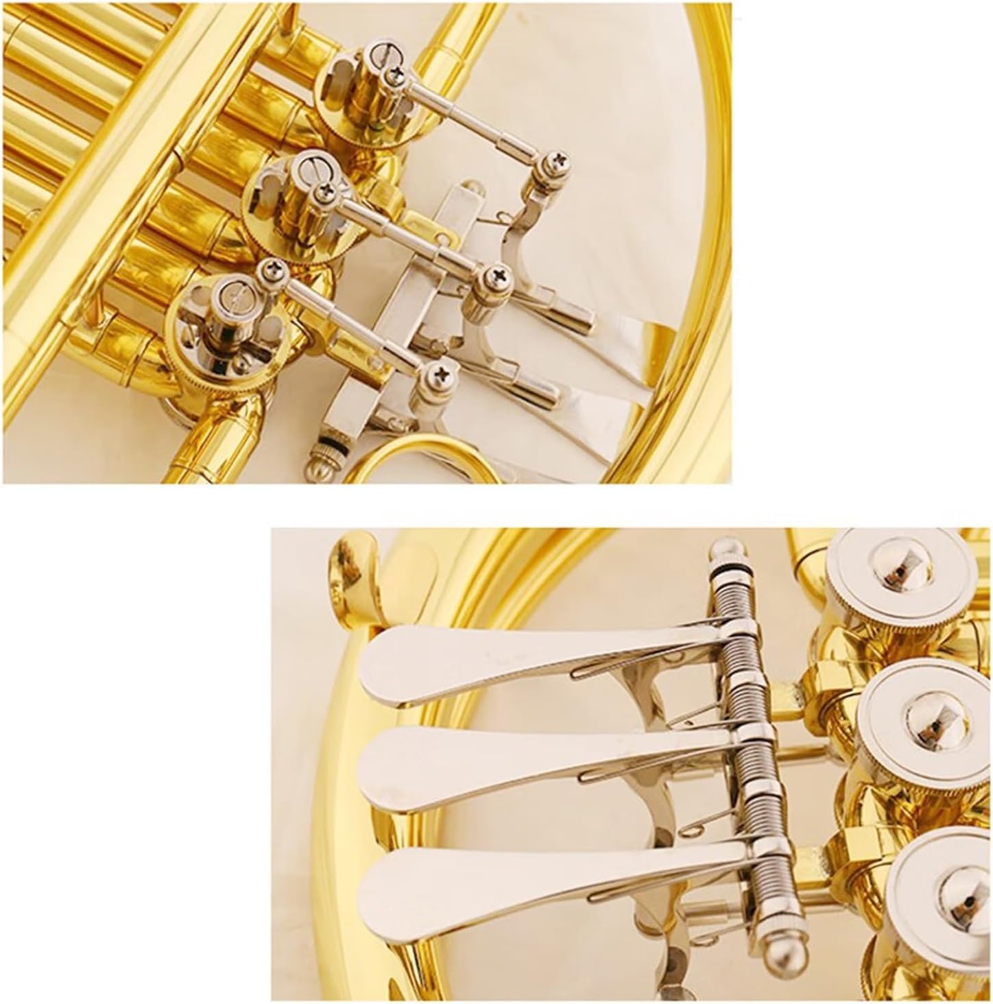 French Horn Instrument Gold Lacquer F Key 3 Keys Single Row