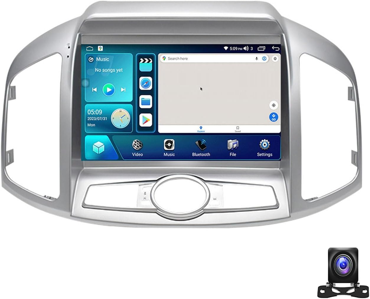 Double Din Car Stereo Bluetooth MP5 Player with Carplay/Auto, 9 Inch Touchscreen Radio Receiver with AHD Backup Camera, for Chevrolet Captiva 2012~2017 Support 4G/SWC/DSP,4 core m100s 1g+32g