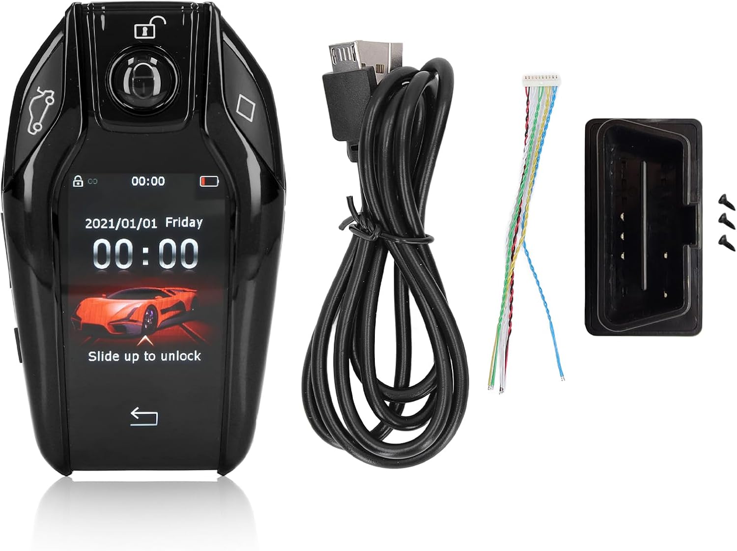 Universal TK800 + LCD Touch Screen Smart Key Remote Keyless Entry, Alloy Frame, 2.0in Screen - Keyless Entry, Anti Lost Function, Compatible with Start Stop Engine (Black)